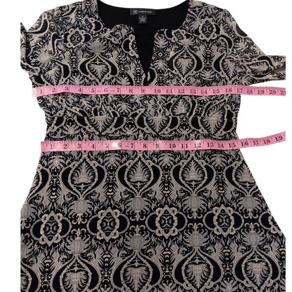 INC Retro Blouse Top M Embroidered Career Office Coquette Whimsygoth‎ Metallic - Picture 6 of 12